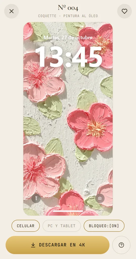 Wallpaper abierto con vista de bloqueo y botón de descarga